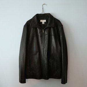 Calvin Klein Men Black Leather Jacket L
